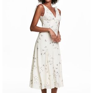 H&M white bird-print halter dress - size 10 - NWT